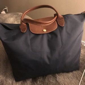 Navy Blue Longchamp Le Pliage Tote